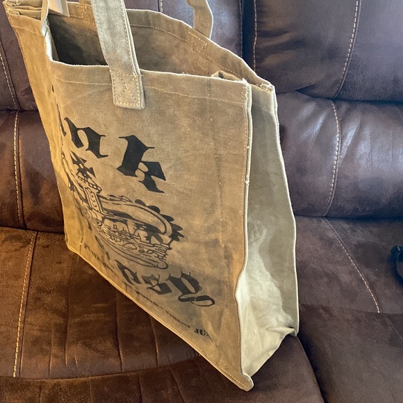 Boho Recycled Tent Market Tote Bag in Dark Green New With Tags - Picture 8 of 13